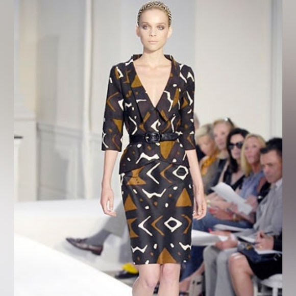 $4,300 OSCAR DE LA RENTA STUNNING ART PRINT RUNWAY SKIRT SUIT US 6 M - Picture 2 of 10